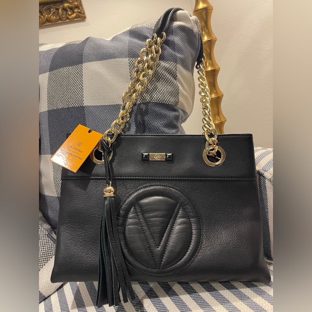 VALENTINO BY MARIO VALENTINO (R:$895) Kali Signature Logo Leather Bag 🖤🏆🖤🏆